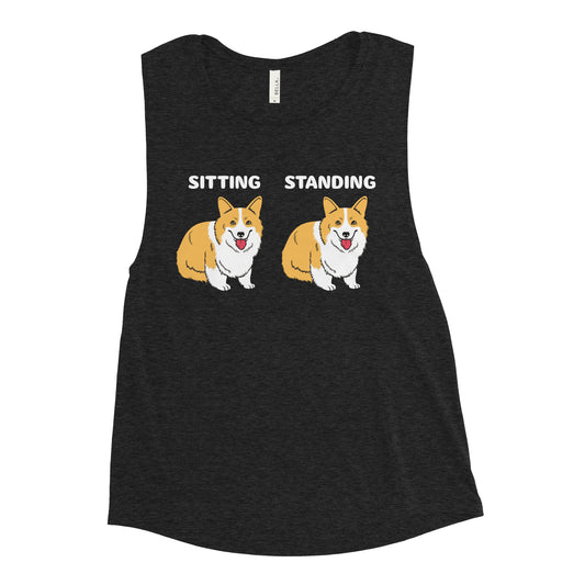 Corgi Sitting And Standing Women's Muscle Tank