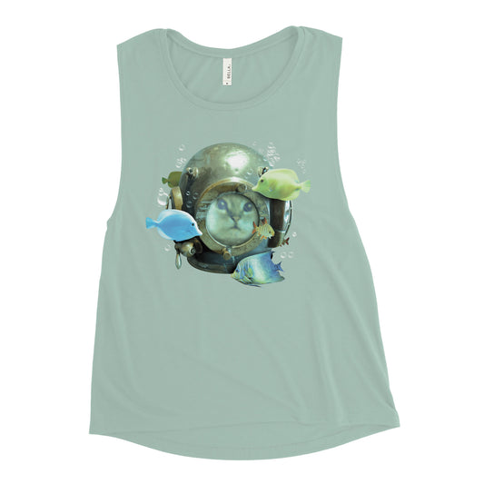 20,000 Purrrs Under The Sea Women's Muscle Tank