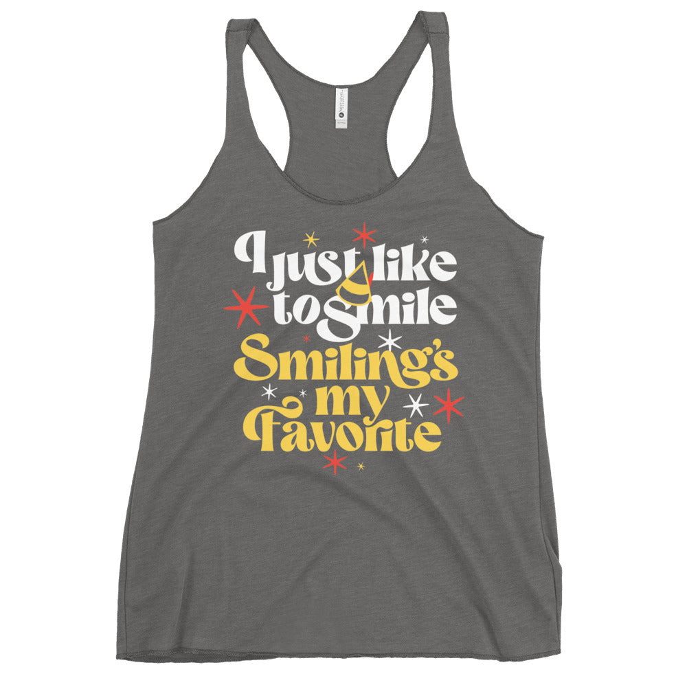 I Just Like To Smile Smiling's My Favorite Women's Racerback Tank