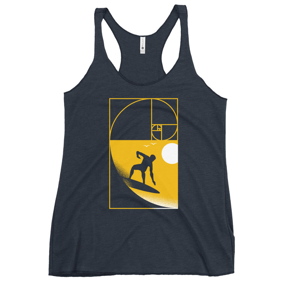 Golden Spiral Wave Women's Racerback Tank