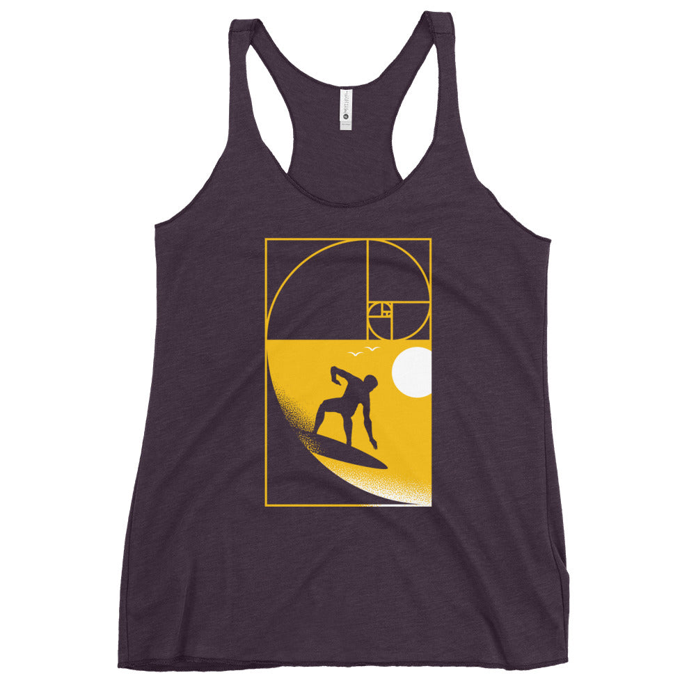 Golden Spiral Wave Women's Racerback Tank