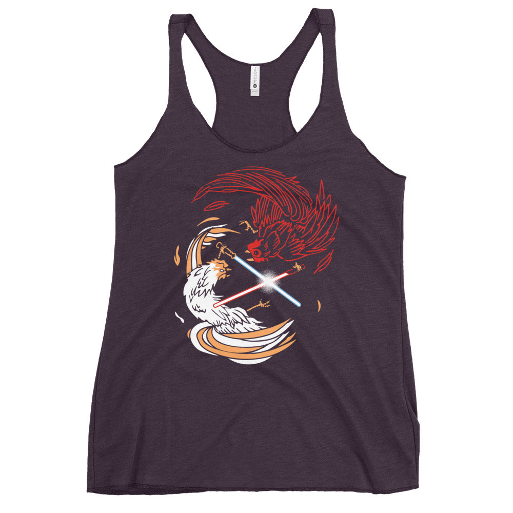 Cock A Doodle Duel Of The Fates Women's Racerback Tank