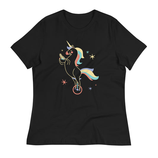 Unicycling Unicorn With Corn Women's Signature Tee