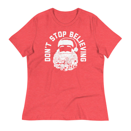 Don't Stop Believing Santa Women's Signature Tee