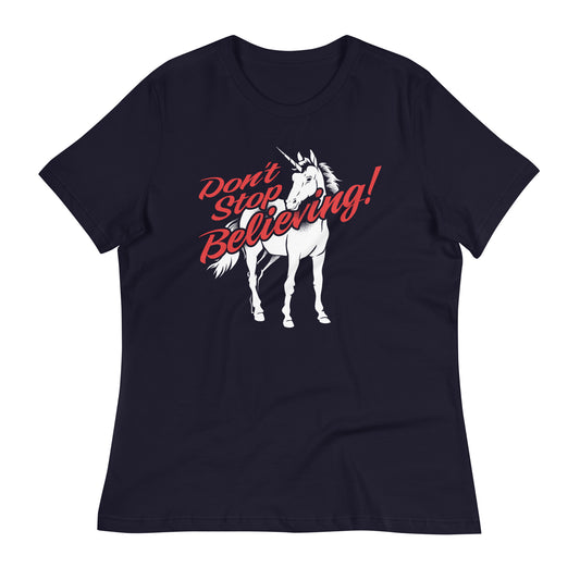 Don't Stop Believing Unicorn Women's Signature Tee