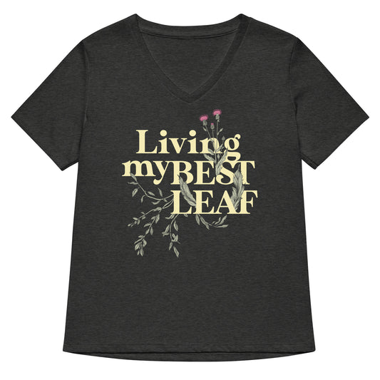 Living My Best Leaf Women's V-Neck Tee