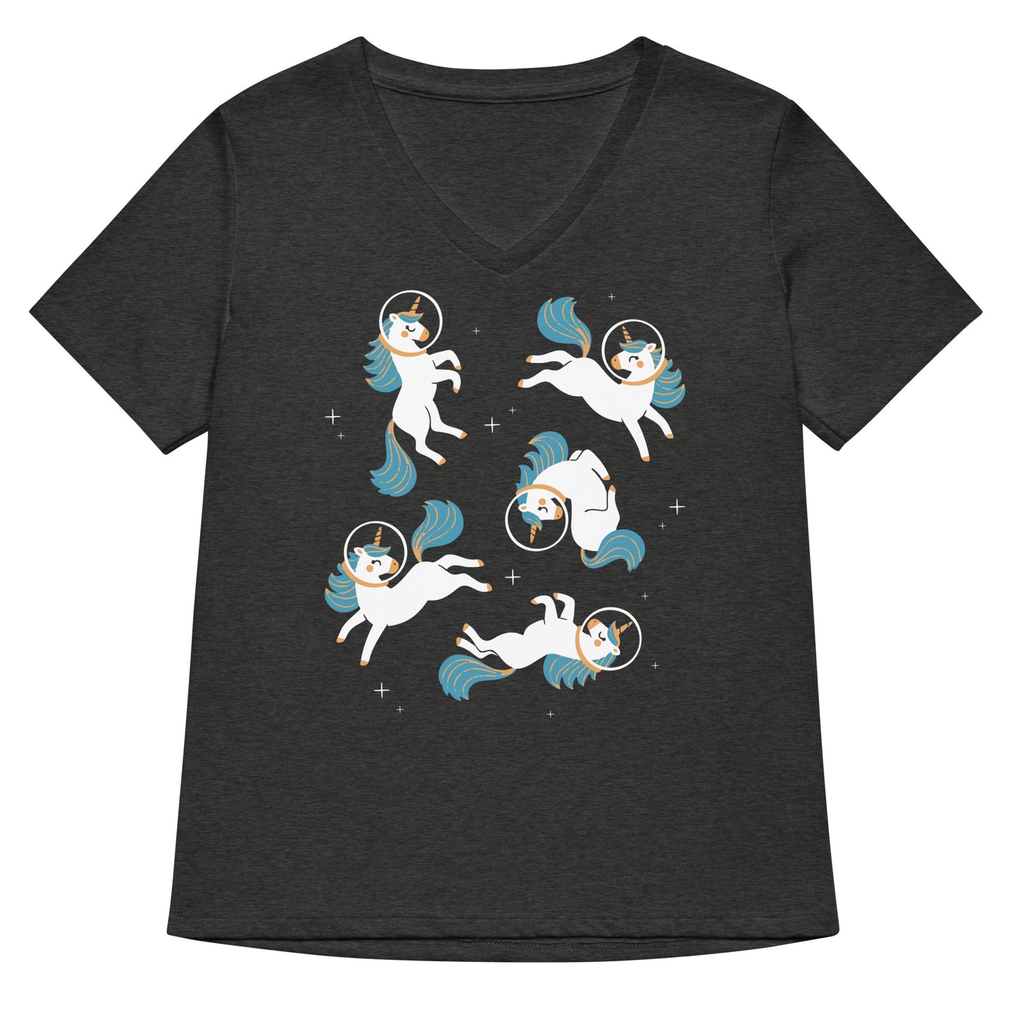 Unicorns In Space Women's V-Neck Tee