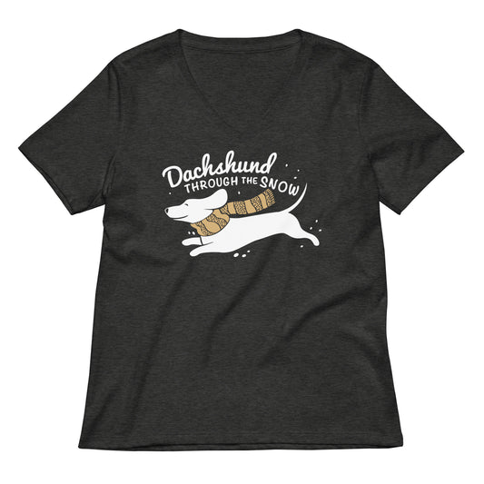 Dachshund Through The Snow Women's V-Neck Tee