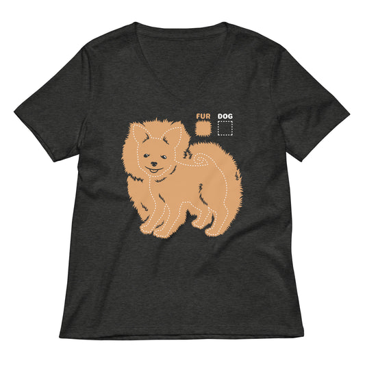 Dog vs Fur Pomeranian Women's V-Neck Tee