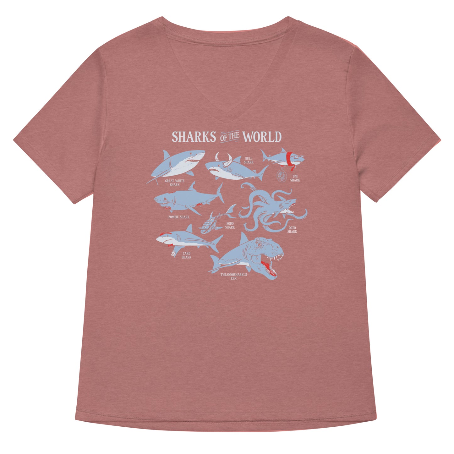 Sharks Of The World Women's V-Neck Tee