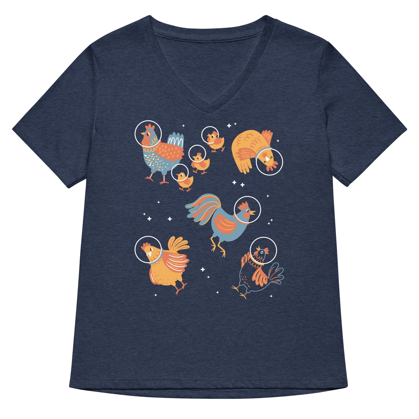 Chickens In Space Women's V-Neck Tee