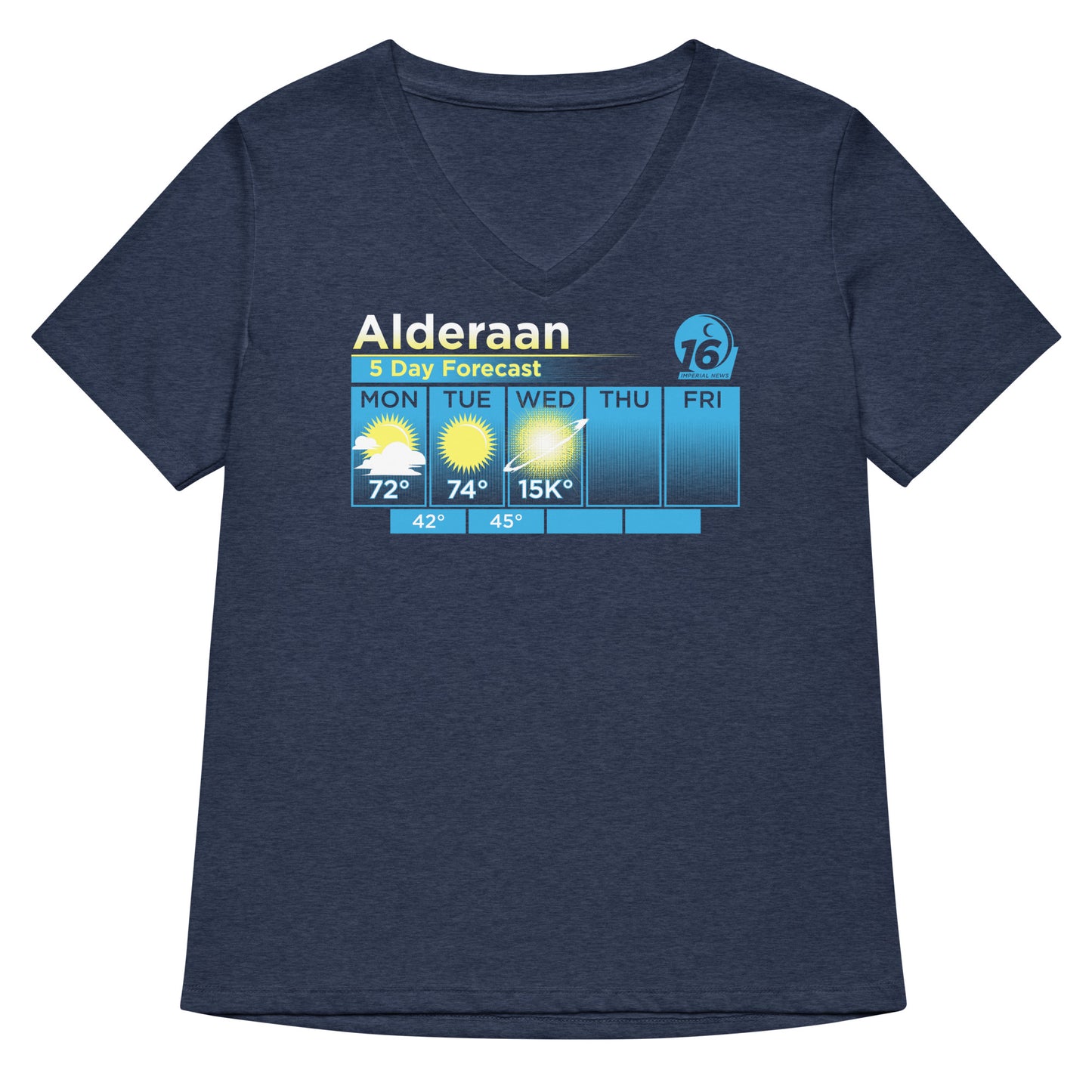 Alderaan 5 Day Forecast Women's V-Neck Tee