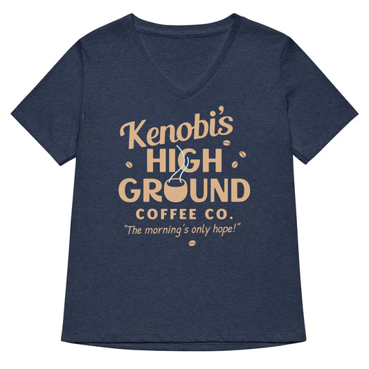 Kenobi's High Ground Coffee Co Women's V-Neck Tee