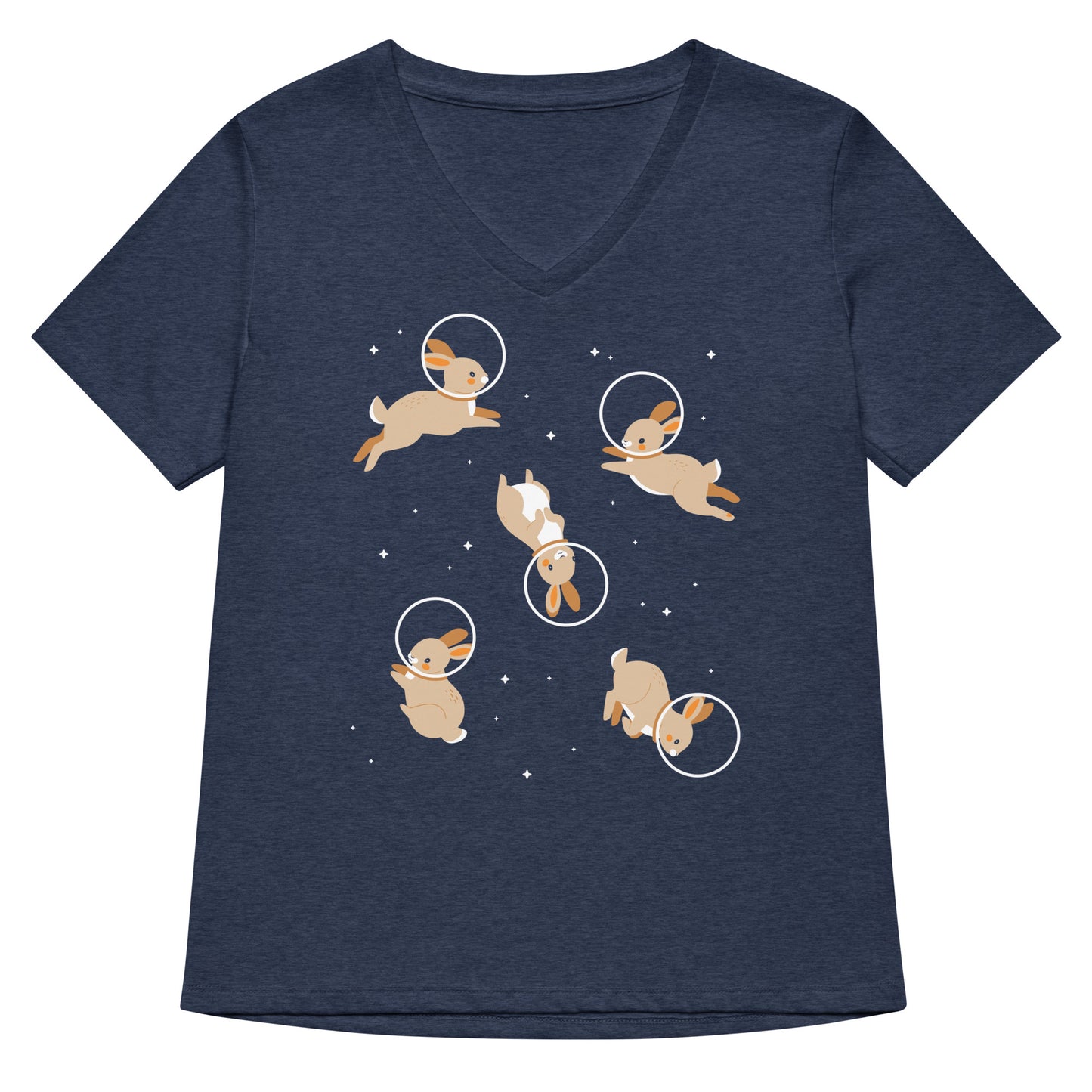 Bunnies In Space Women's V-Neck Tee