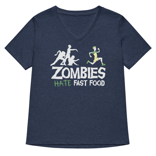 Zombies Hate Fast Food Women's V-Neck Tee