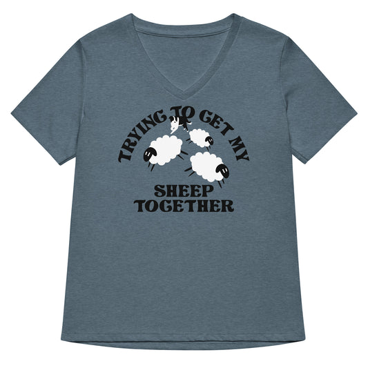 Trying To Get My Sheep Together Women's V-Neck Tee