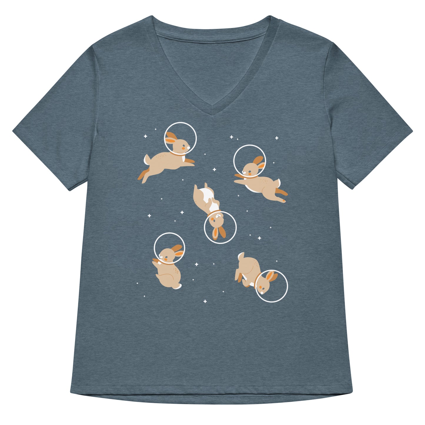 Bunnies In Space Women's V-Neck Tee