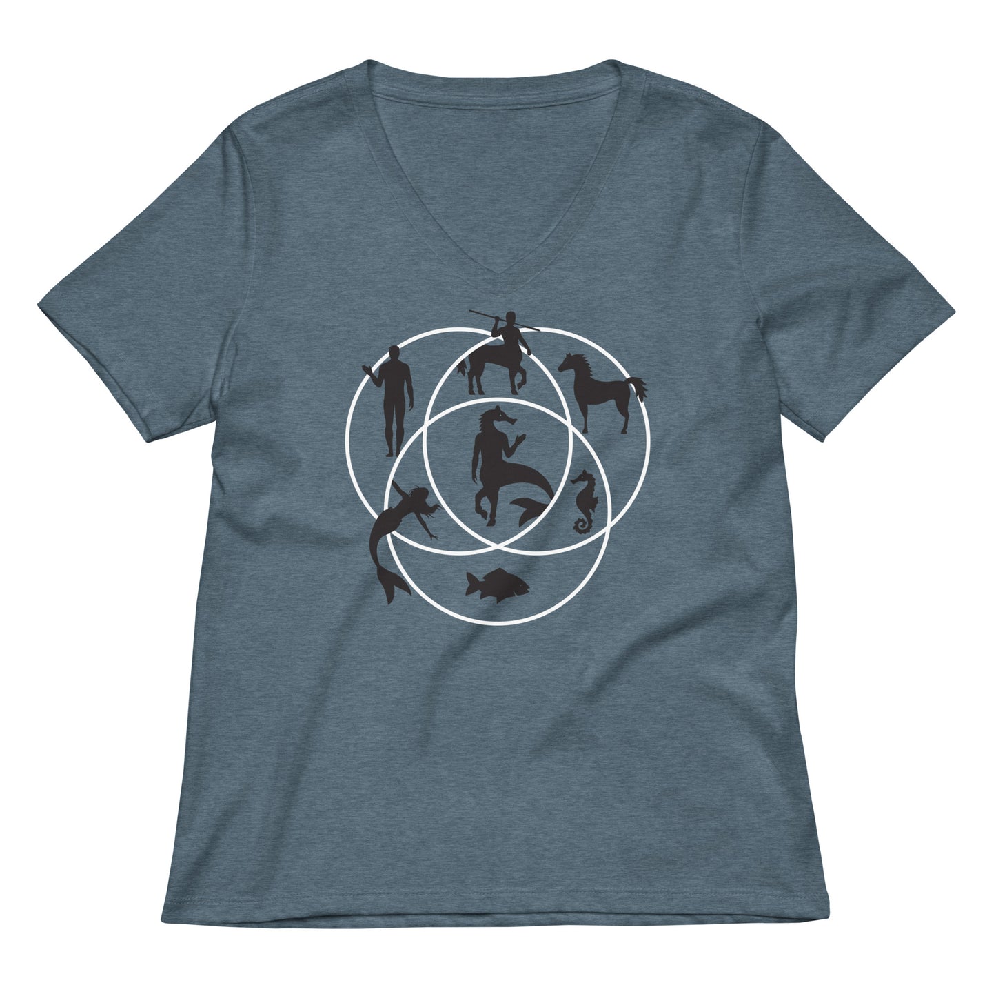 Human Horse Fish Venn Diagram Women's V-Neck Tee