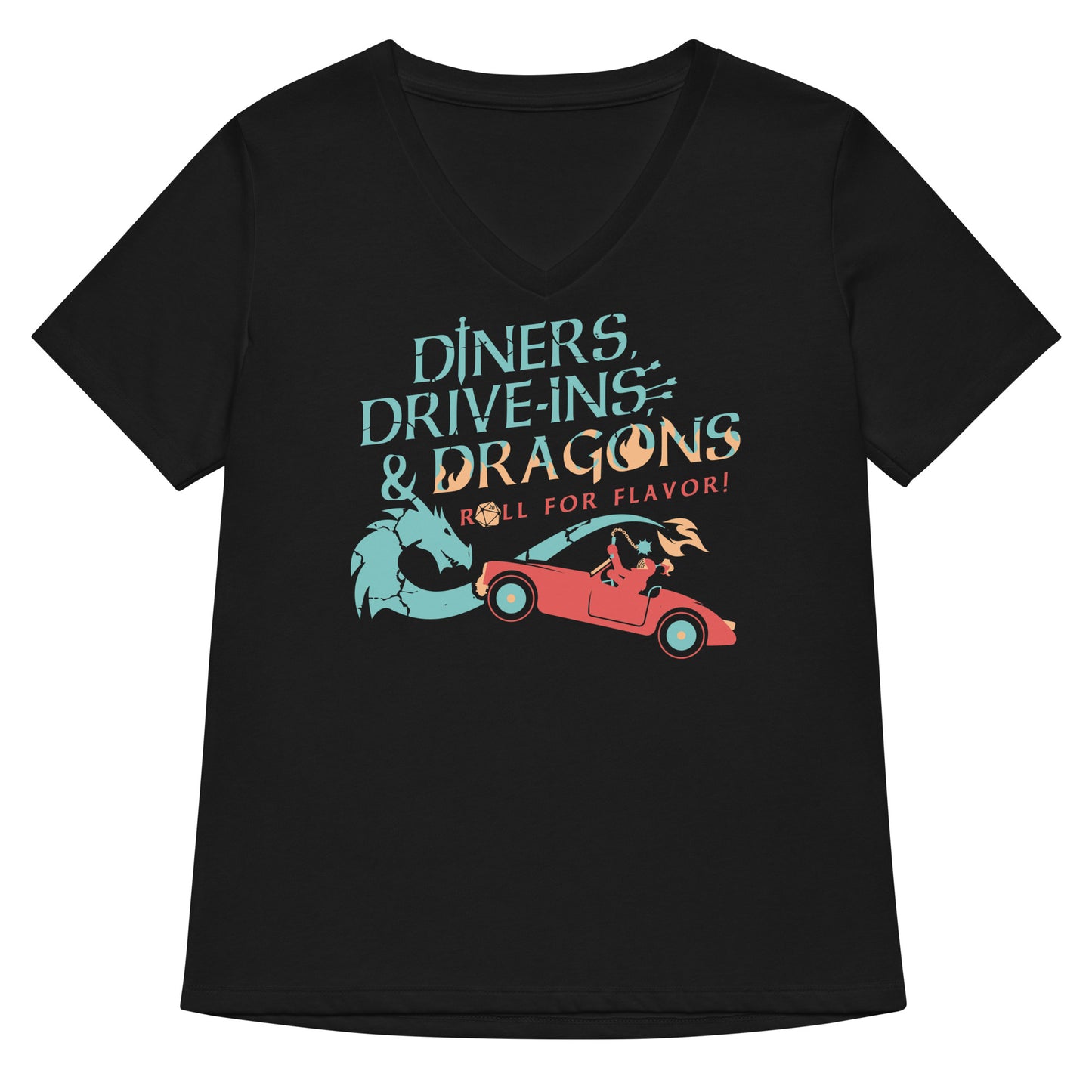 Diners, Drive-ins, & Dragons Women's V-Neck Tee