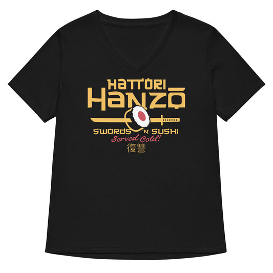 Hattori Hanzo Swords 'n' Sushi Women's V-Neck Tee