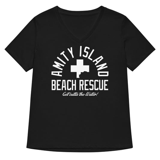 Amity Island Beach Rescue Women's V-Neck Tee