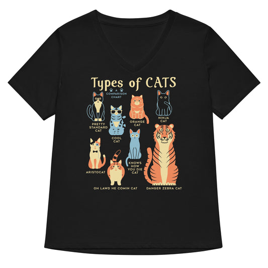 Types Of Cats Women's V-Neck Tee