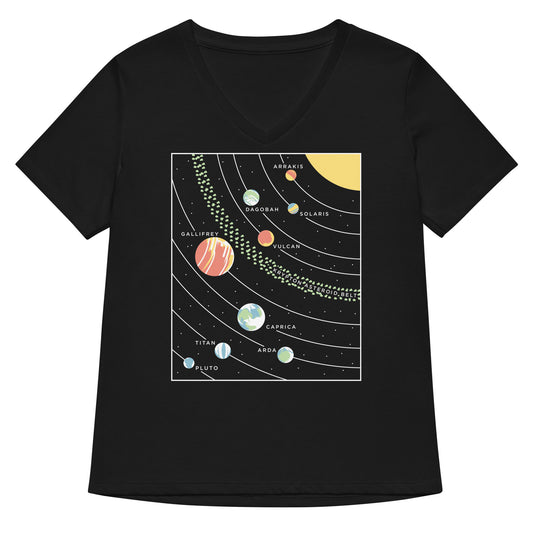 9 Planets Women's V-Neck Tee