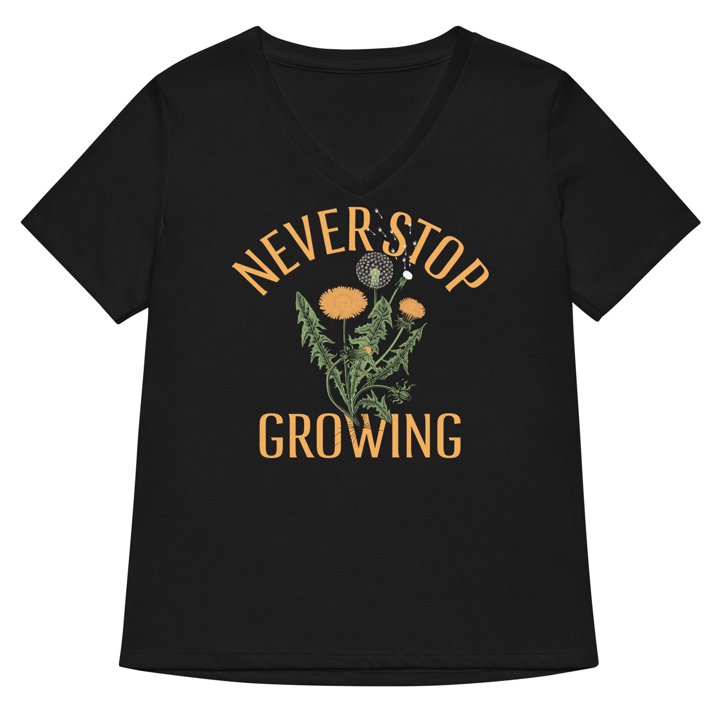 Never Stop Growing Women's V-Neck Tee