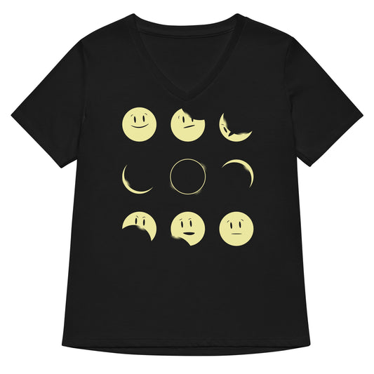 Eclipse Emoji Women's V-Neck Tee