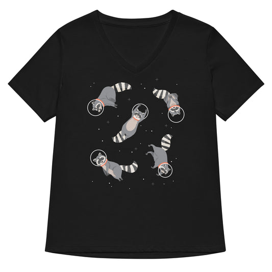 Raccoons In Space Women's V-Neck Tee