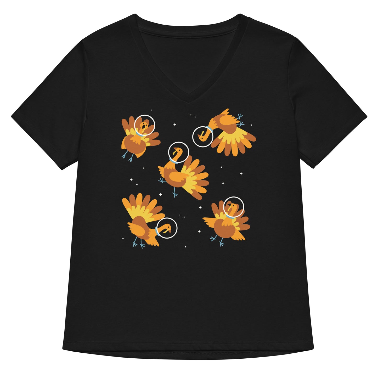 Turkeys In Space Women's V-Neck Tee