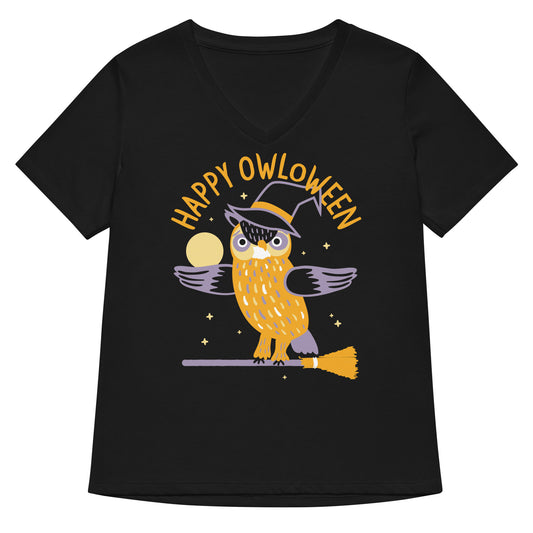 Happy Owloween Women's V-Neck Tee