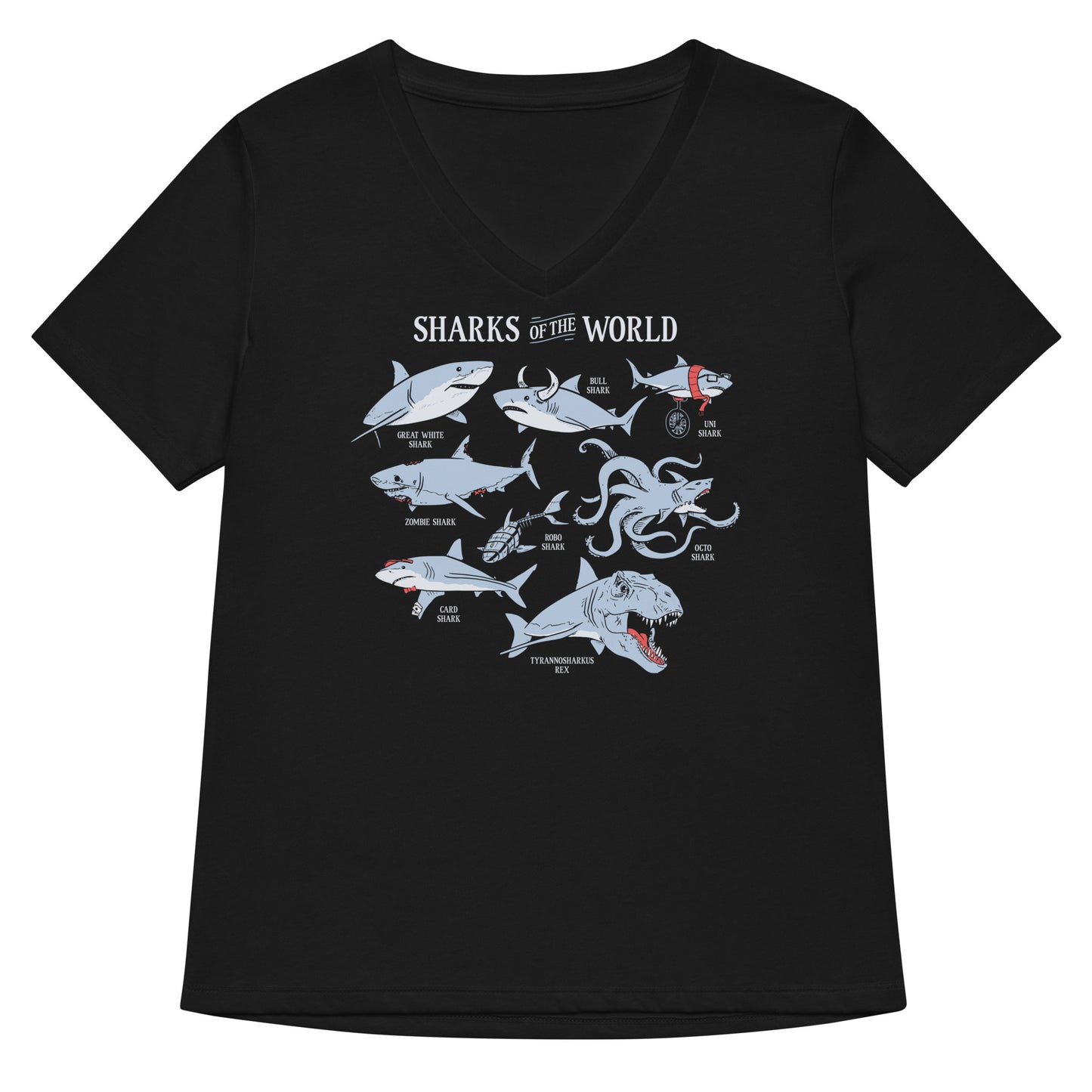 Sharks Of The World Women's V-Neck Tee