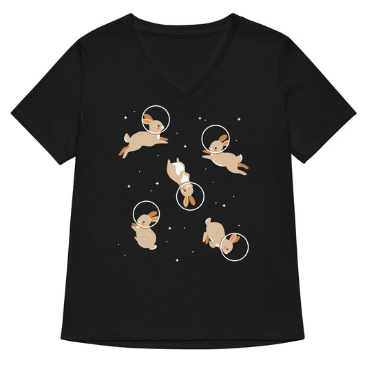 Bunnies In Space Women's V-Neck Tee