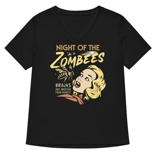 Night Of The Zombees Women's V-Neck Tee