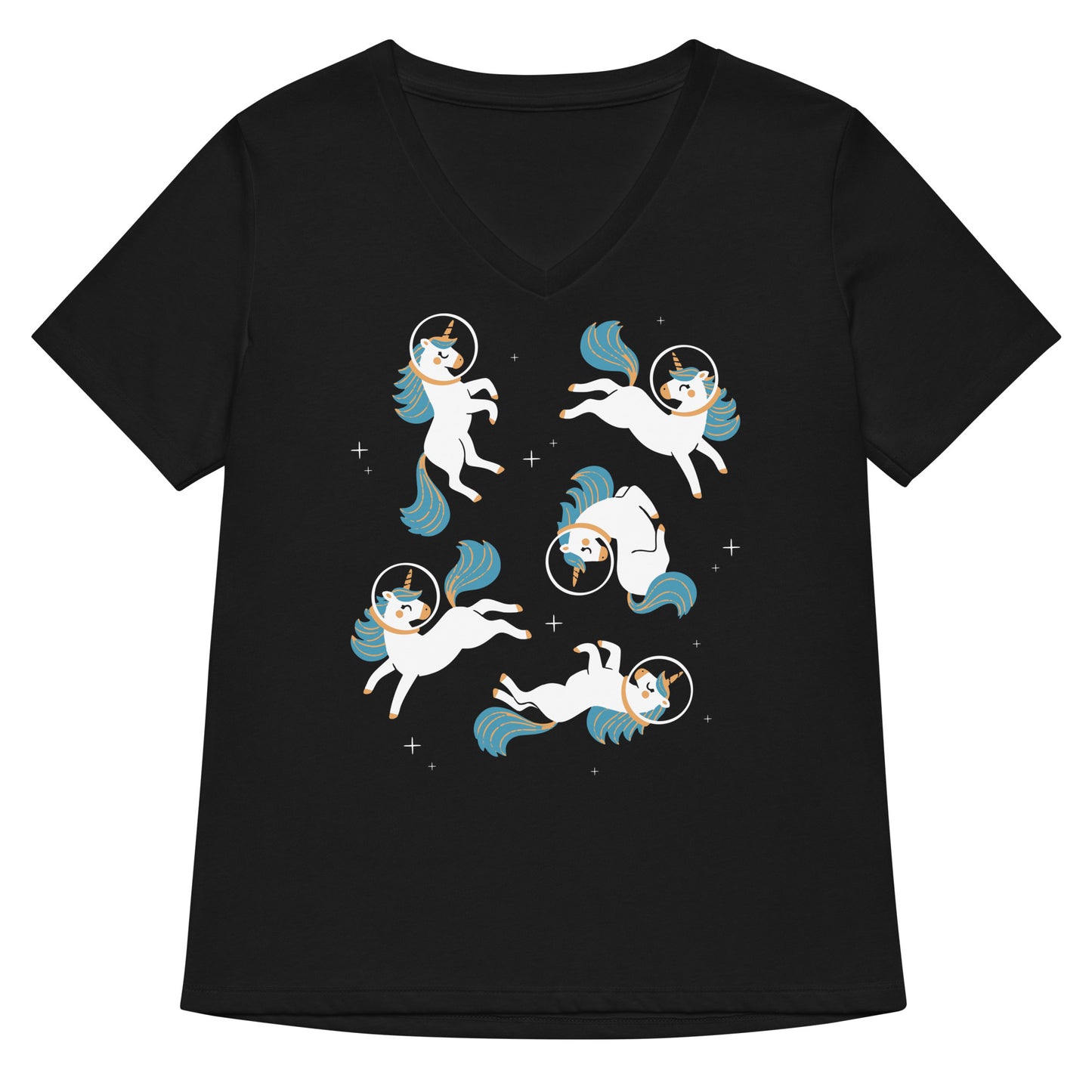 Unicorns In Space Women's V-Neck Tee