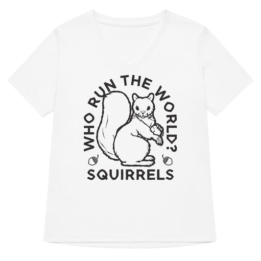 Who Run The World? Squirrels Women's V-Neck Tee