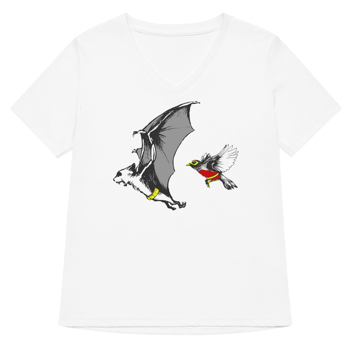 Bat and Robin Women's V-Neck Tee