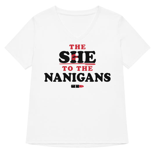 The She To The Nanigans Women's V-Neck Tee