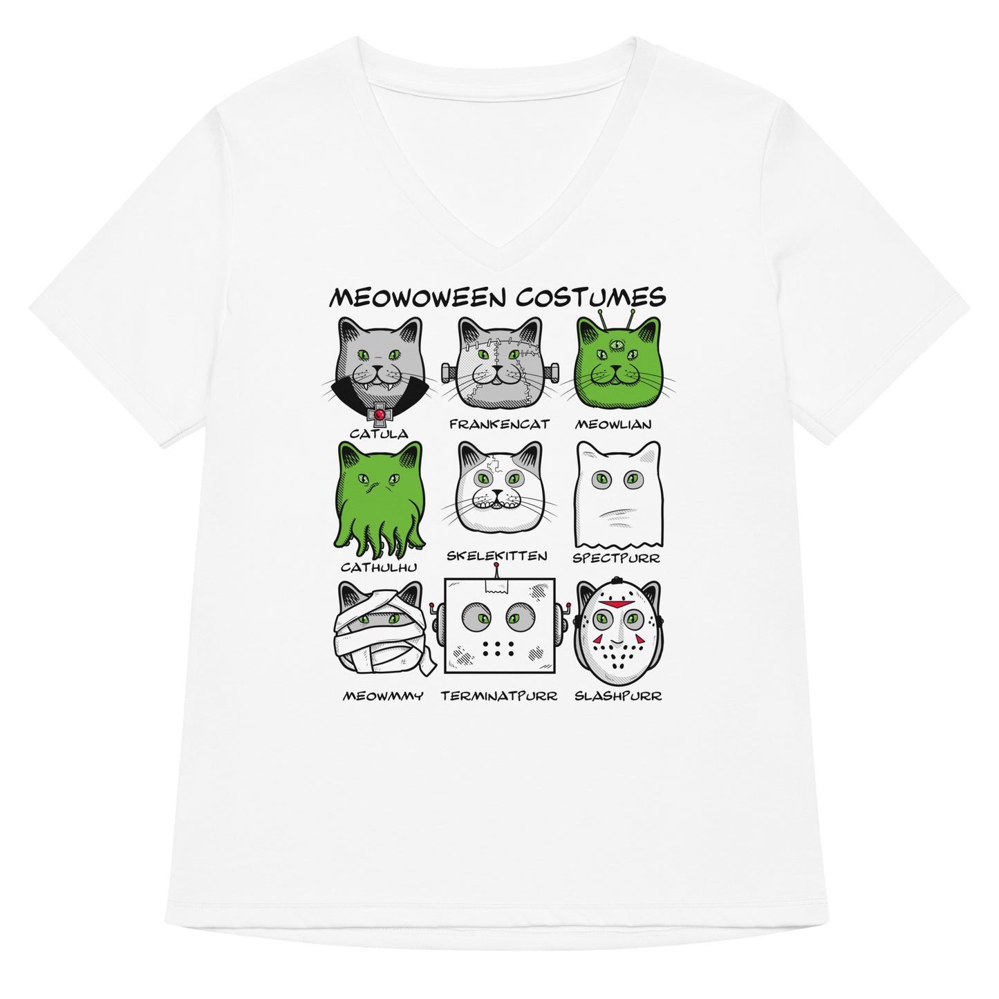 Meowoween Costumes Women's V-Neck Tee