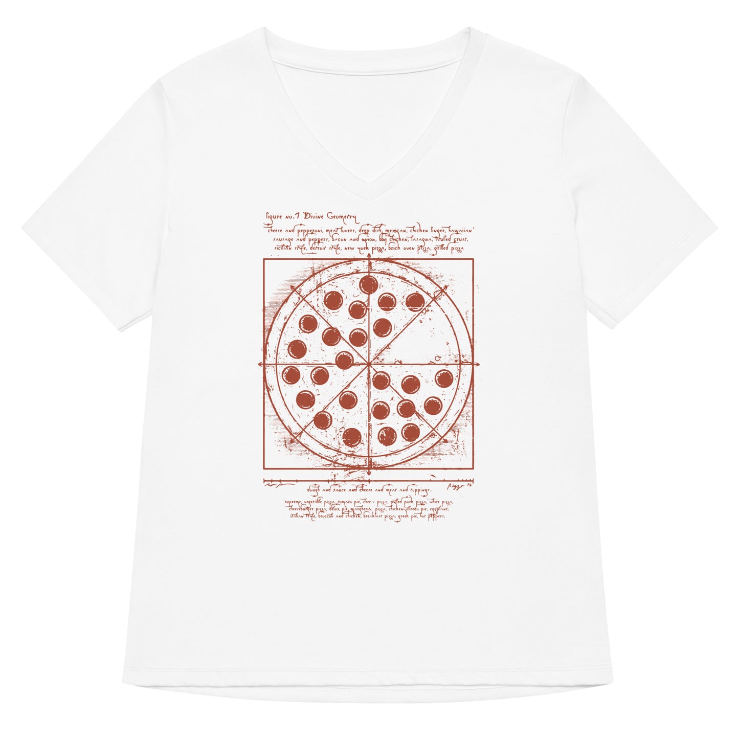 Vitruvian Pizza Women's V-Neck Tee